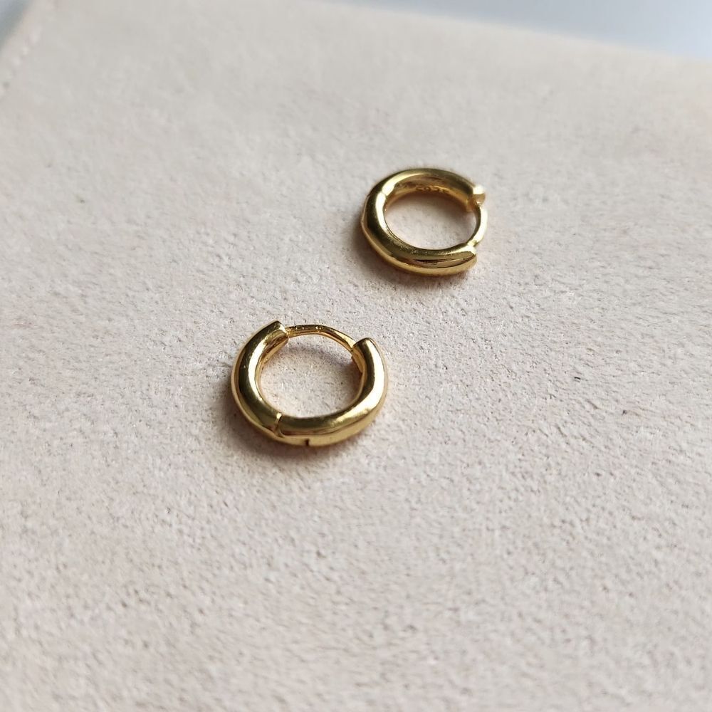 Chunky Small Gold Hoop Earrings 925